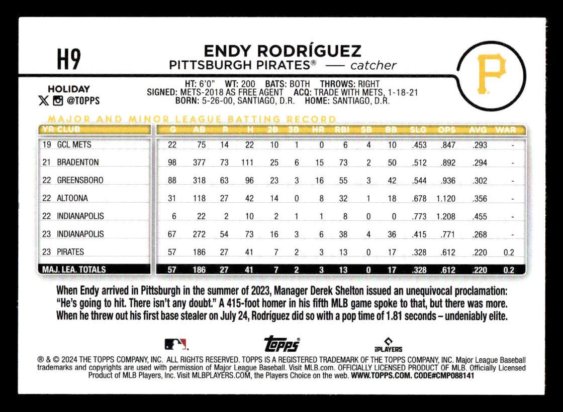 2024 Topps Holiday #H9 Endy Rodríguez