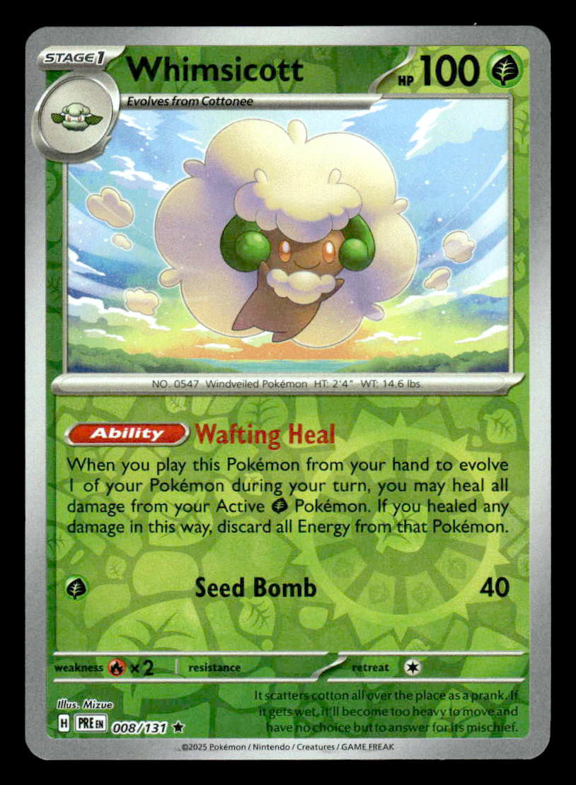 SV: Prismatic Evolutions #008/131 Whimsicott Reverse Holo Rare