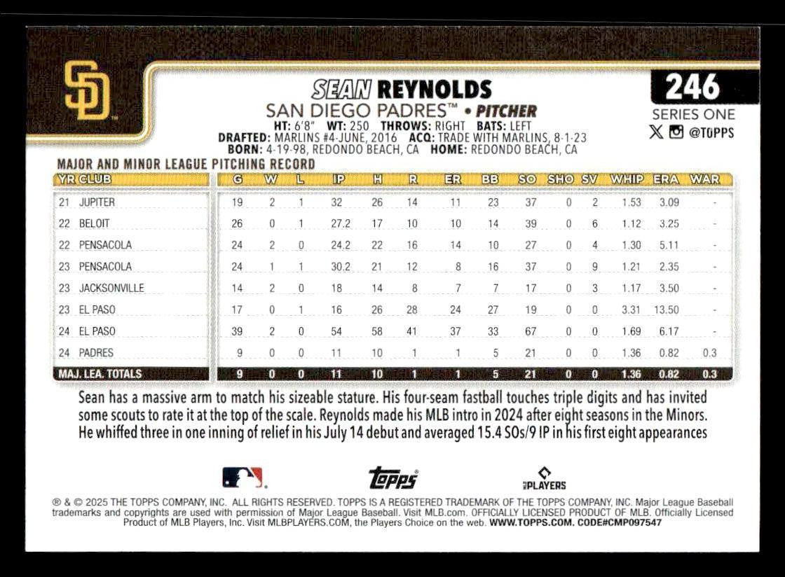 2025 Topps #246 Sean Reynolds