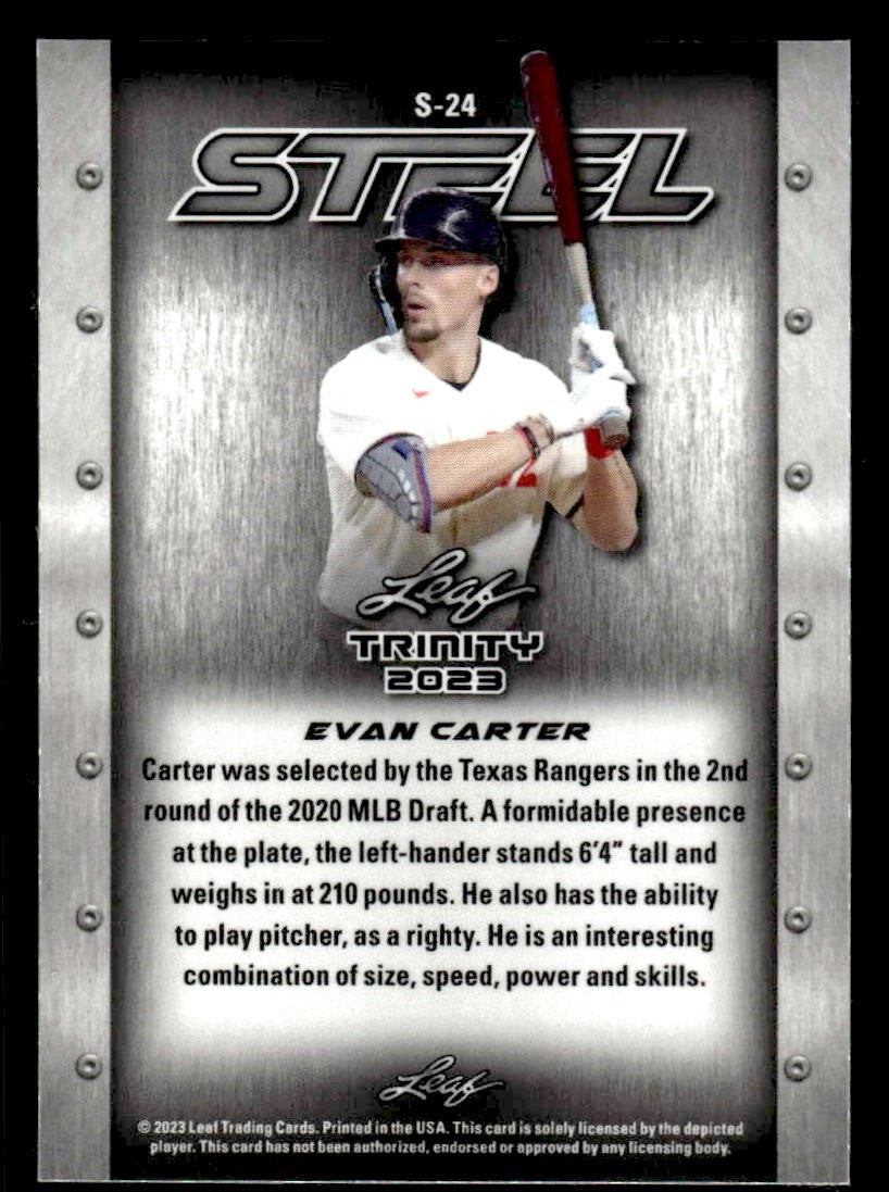 2023 Leaf Trinity #S-24 Evan Carter Steel Lazer Silver