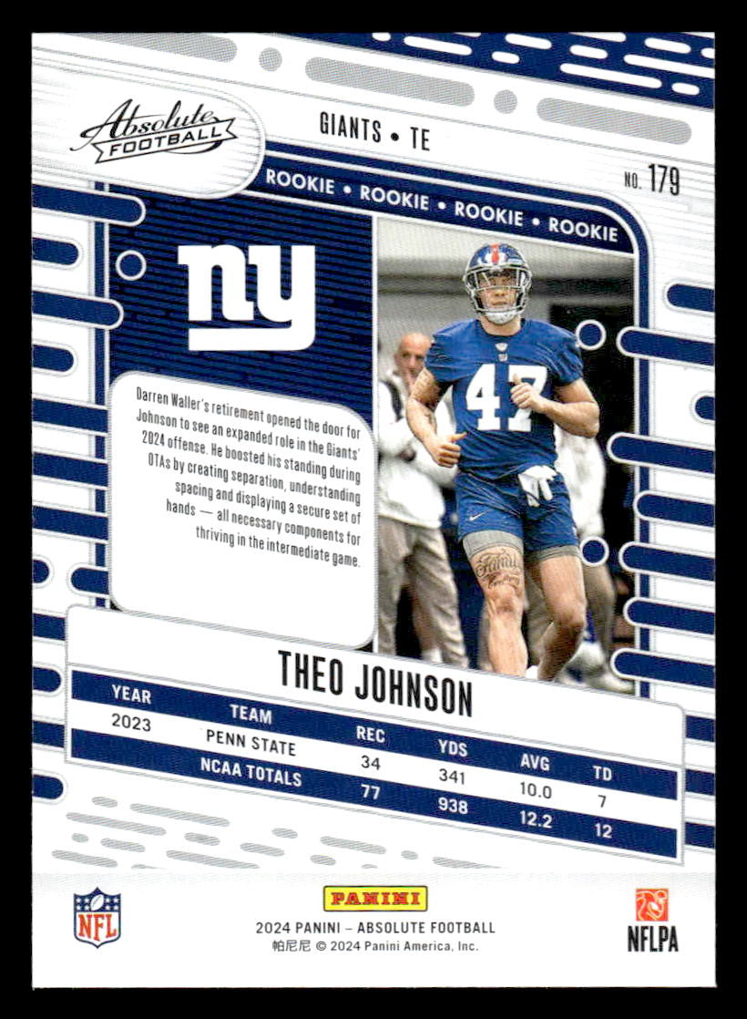 2024 Panini Absolute #179 Theo Johnson Red and Blue