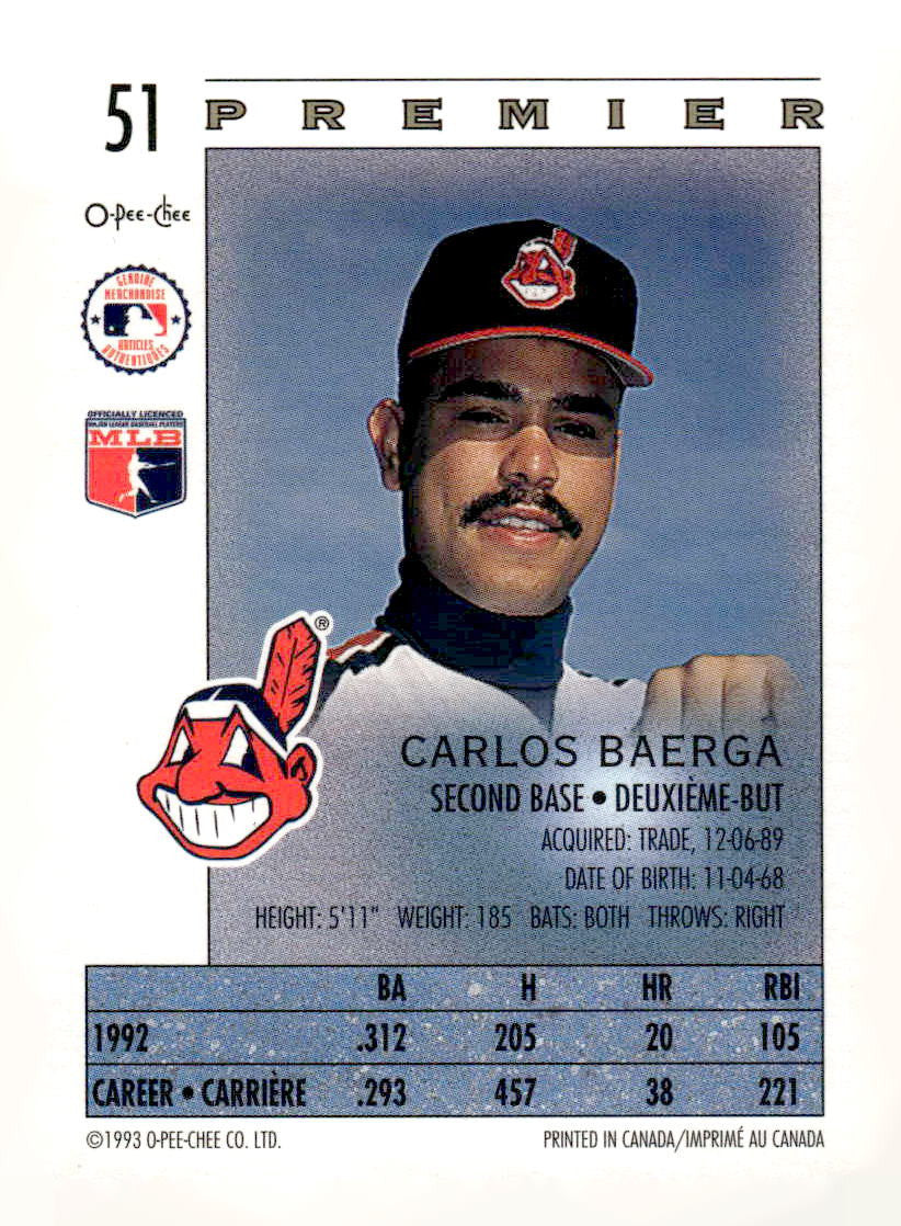 1993 O-Pee-Chee Premier #51 Carlos Baerga