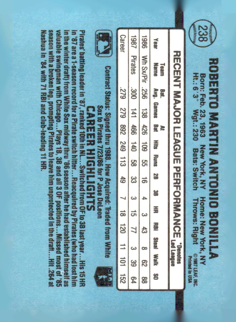 1988 Donruss #238 Bobby Bonilla