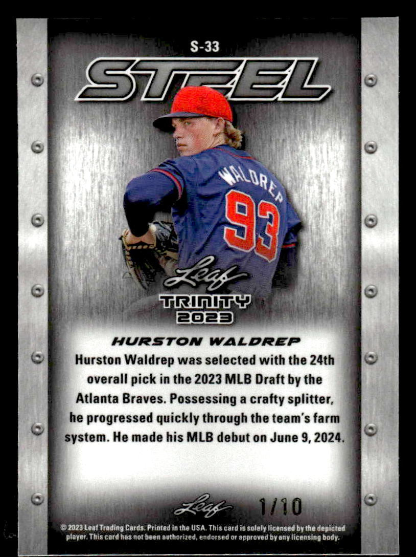 2023 Leaf Trinity #S-33 Hurston Waldrep Steel Vanadium Checkerboard Silver