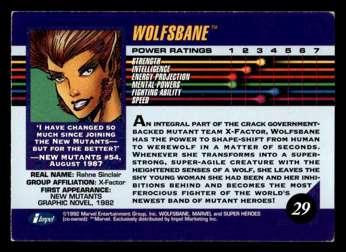 1992 Impel Marvel Universe #29 Wolfsbane
