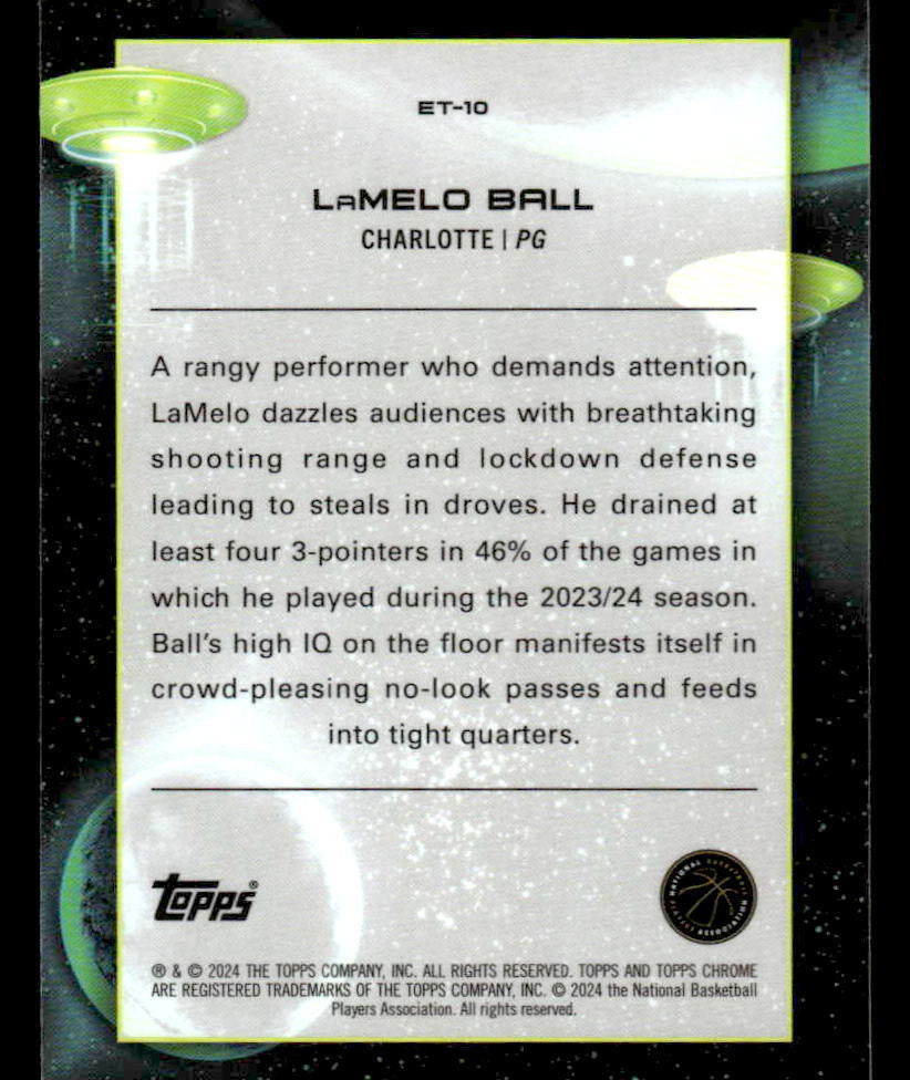 2023-24 Topps Chrome Cosmic #ET-10 LaMelo Ball Extraterrestrial Talent