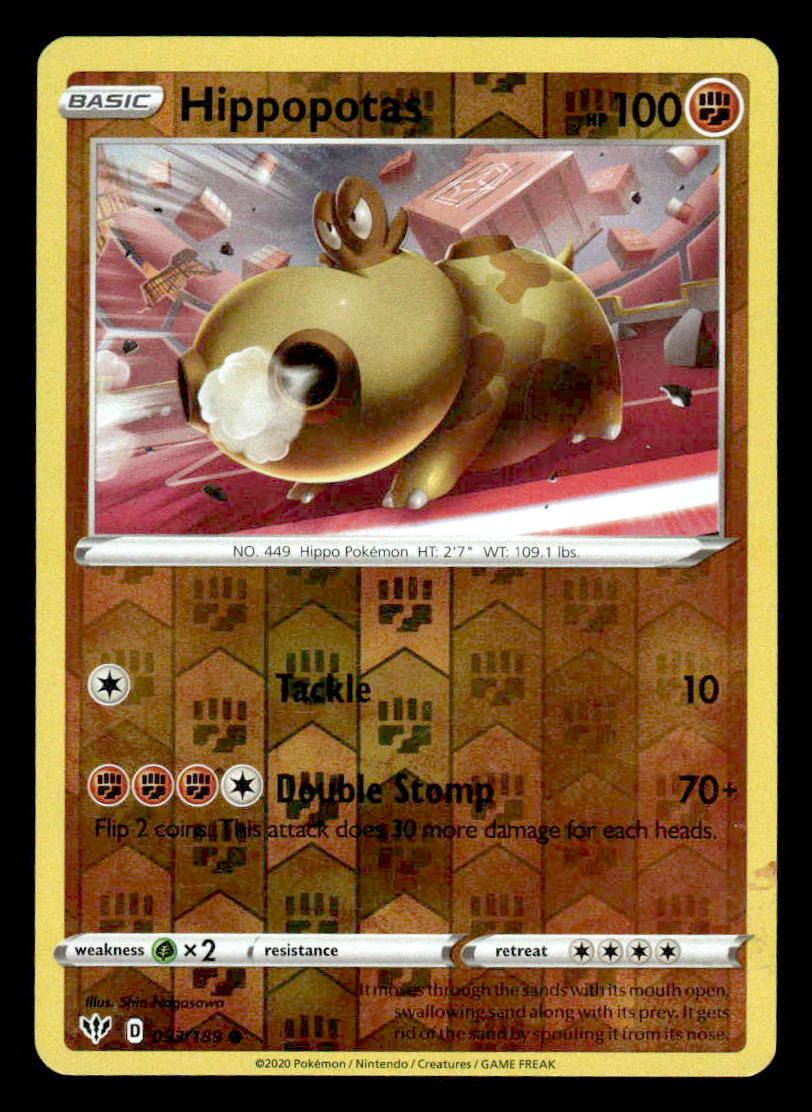 SWSH03: Darkness Ablaze #093/189 Hippopotas Reverse Holo Common