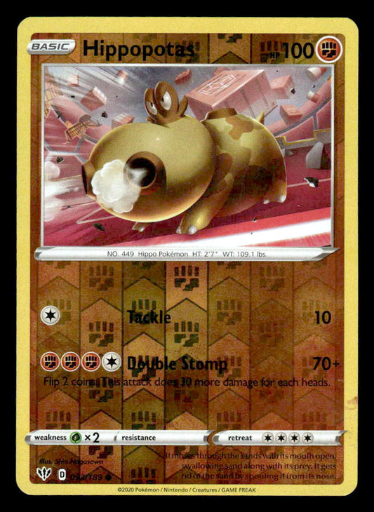 SWSH03: Darkness Ablaze #093/189 Hippopotas Reverse Holo Common