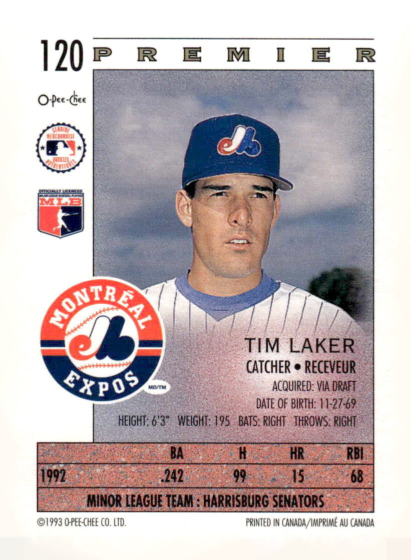 1993 O-Pee-Chee Premier #120 Tim Laker