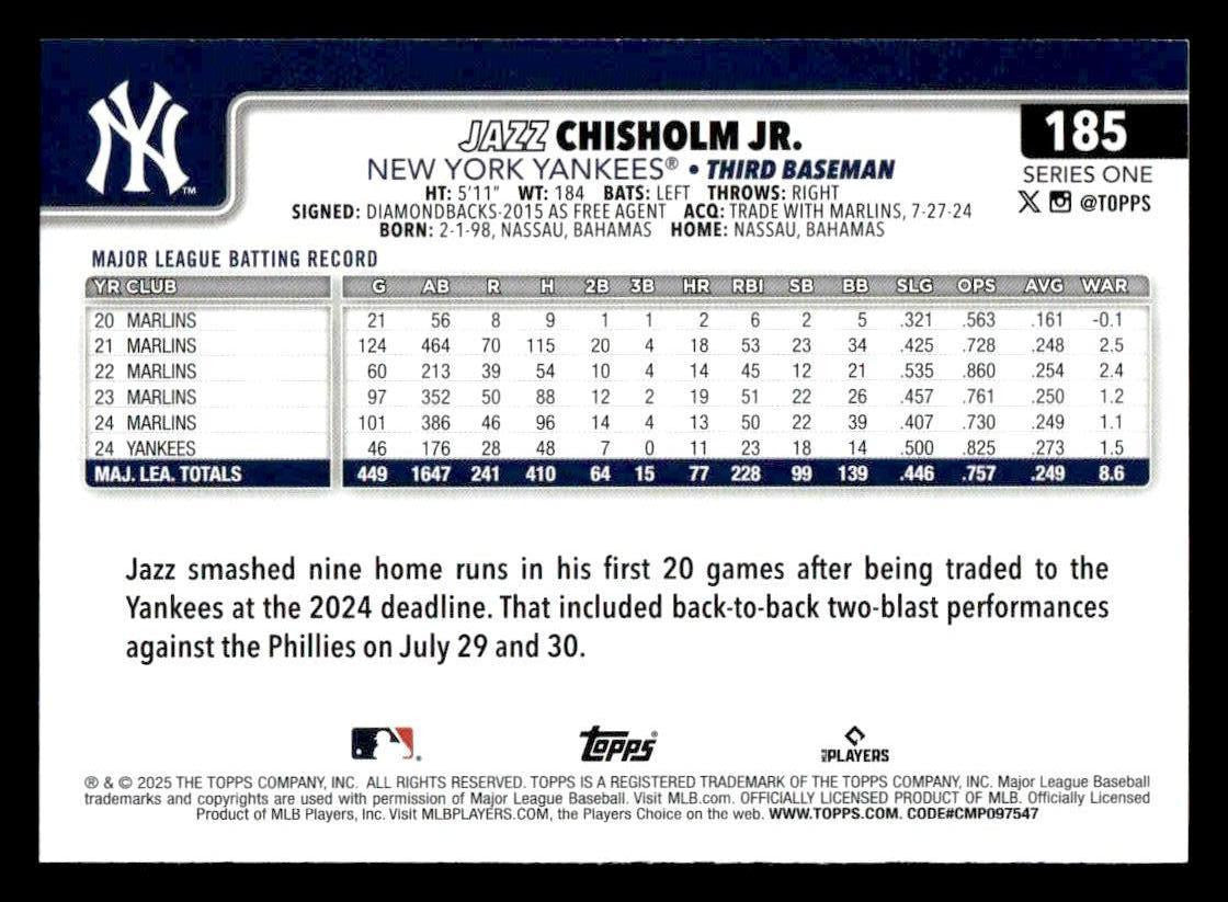 2025 Topps #185 Jazz Chisholm Jr.