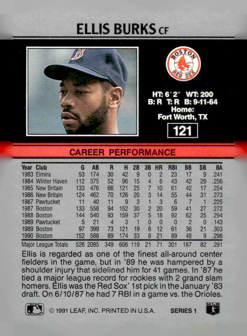 1991 Leaf #121 Ellis Burks