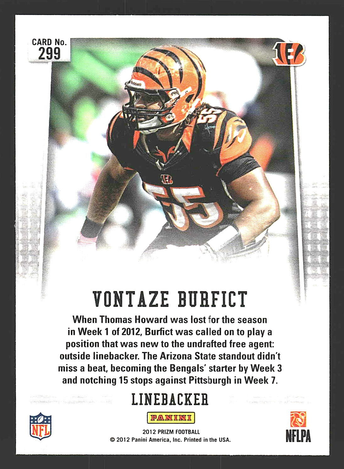 2012 Panini Prizm #299 Vontaze Burfict