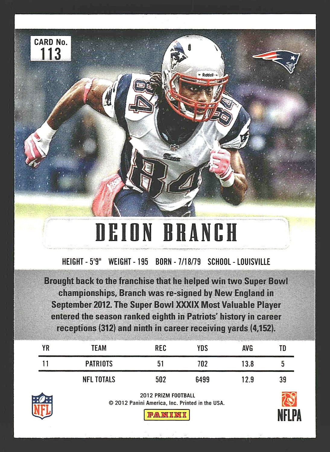 2012 Panini Prizm #113 Deion Branch