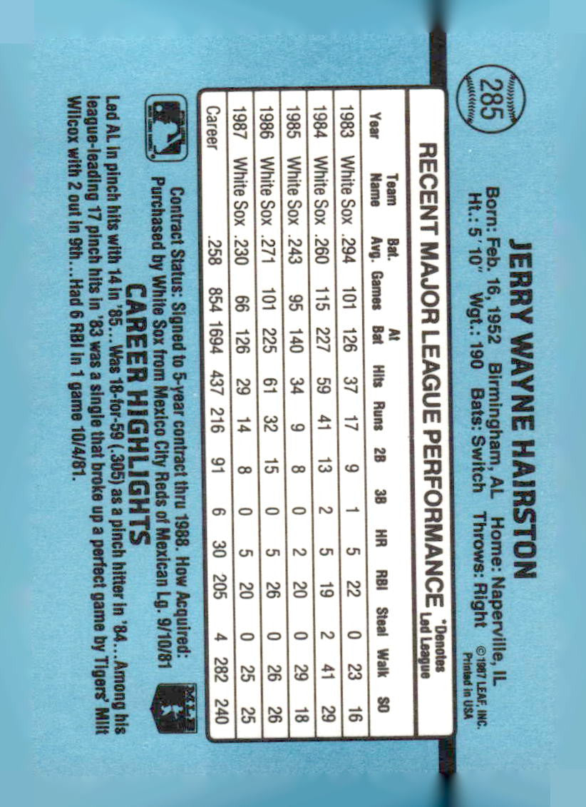 1988 Donruss #285 Jerry Hairston