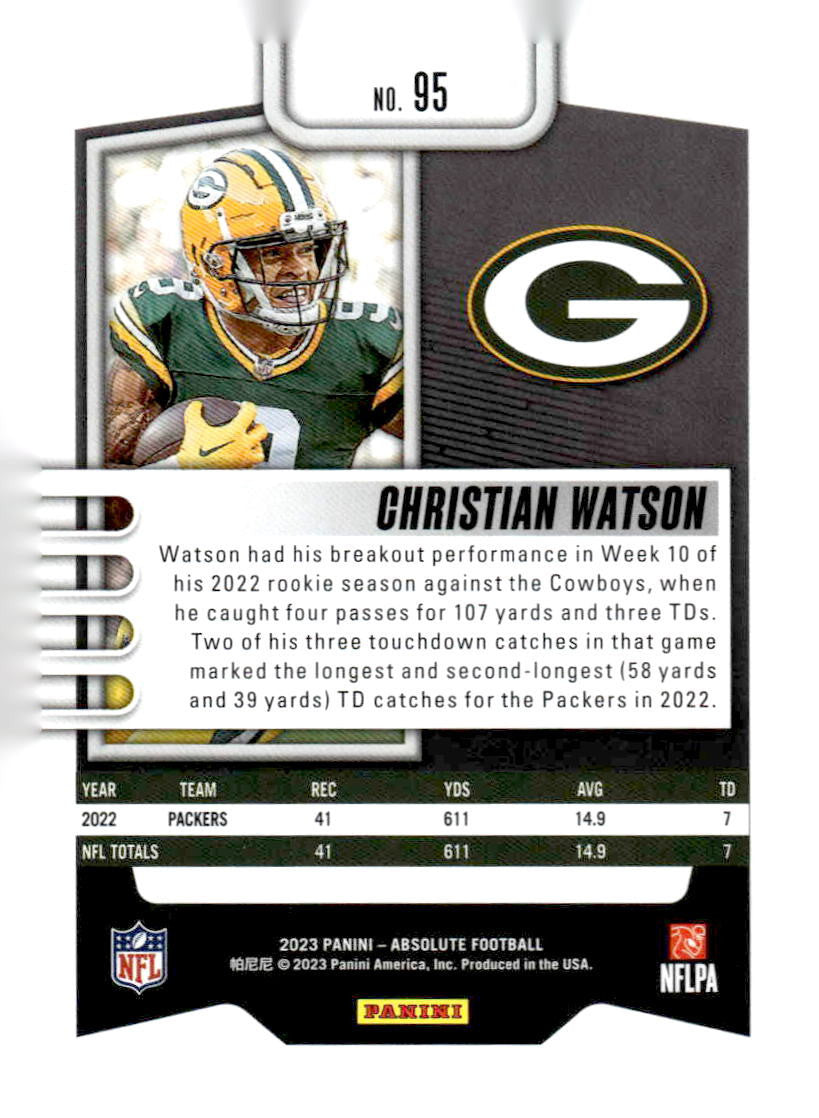 2023 Panini Absolute #95 Christian Watson Blue