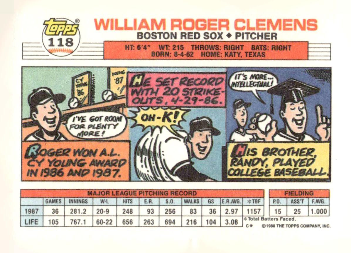 1988 Topps Big #118a Roger Clemens