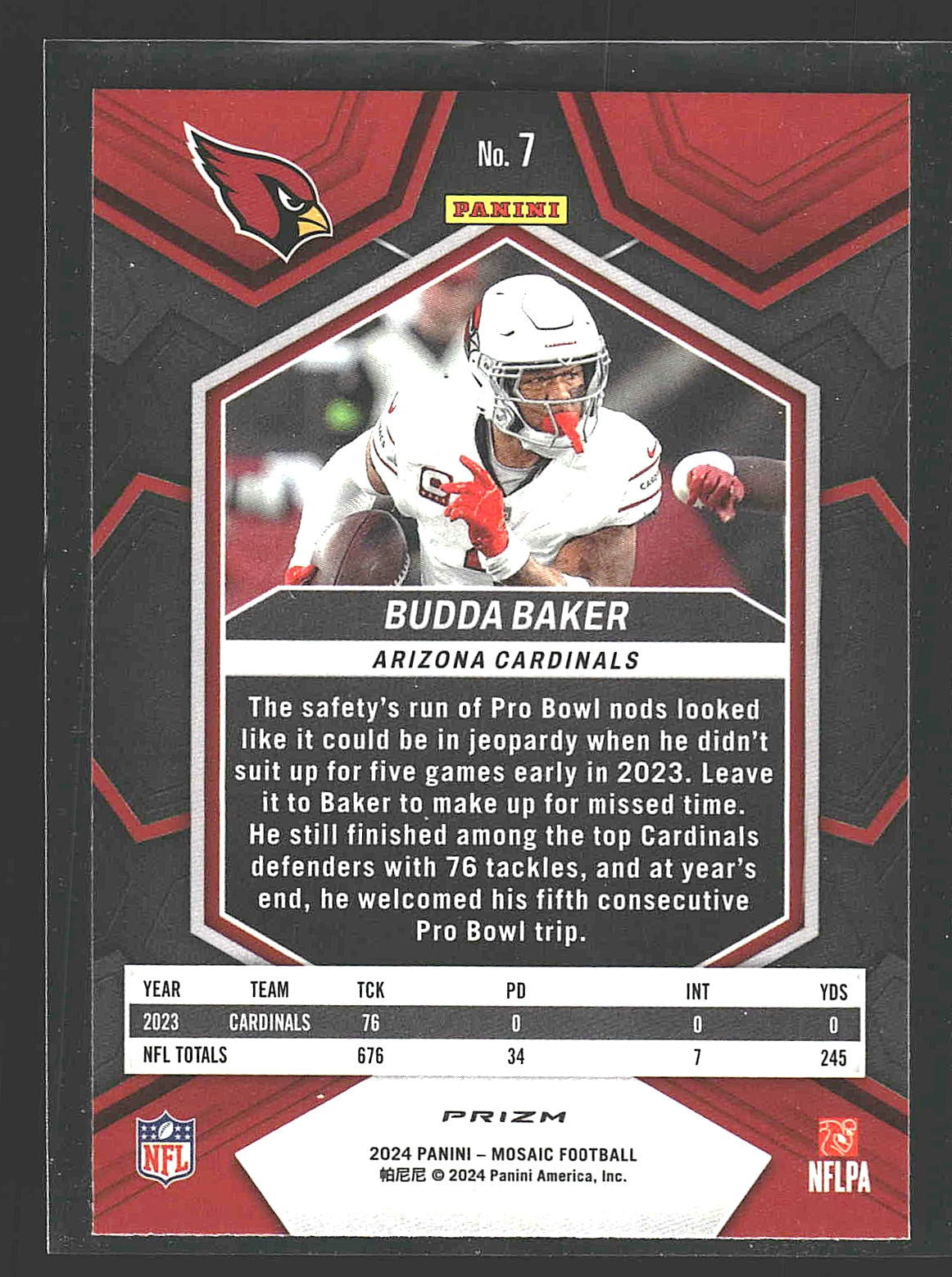 2024 Panini Mosaic #7 Budda Baker Mosaic No Huddle Silver