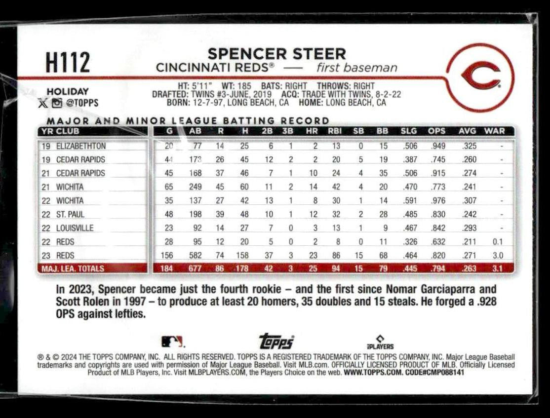 2024 Topps Holiday #H112 Spencer Steer Silver Glitter
