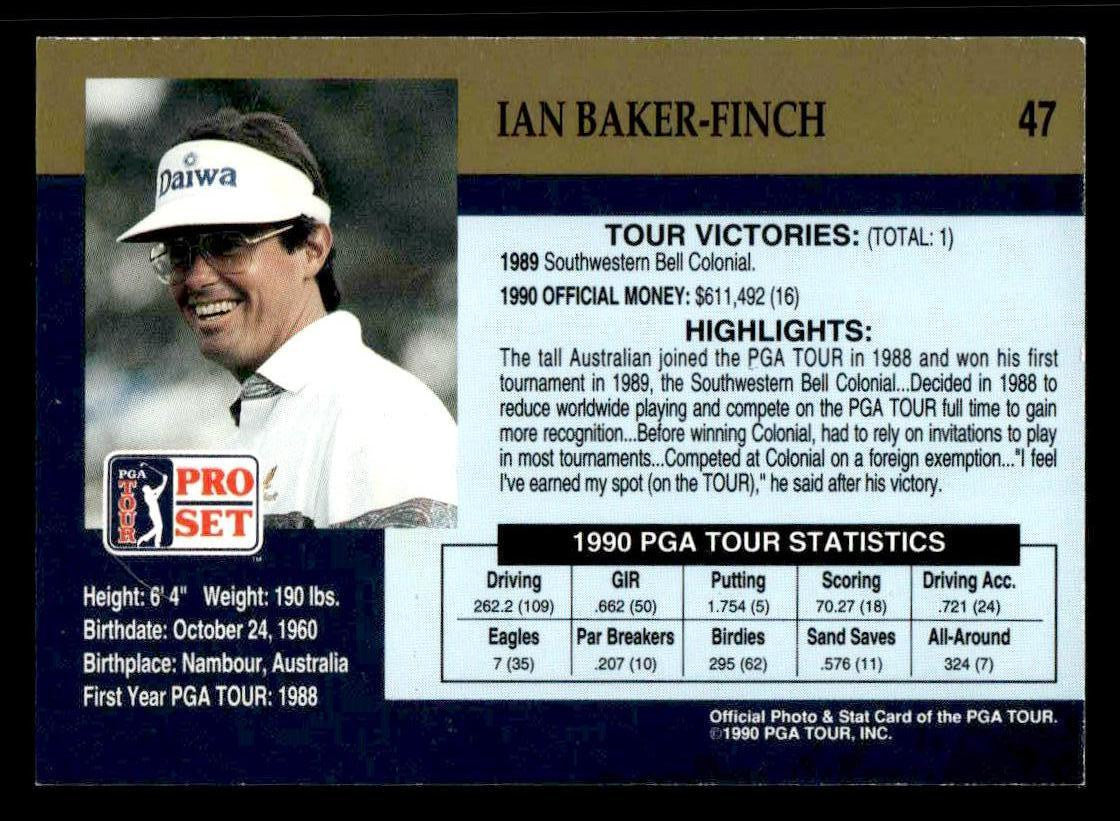 1990 Pro Set PGA Tour #47 Ian Baker-Finch