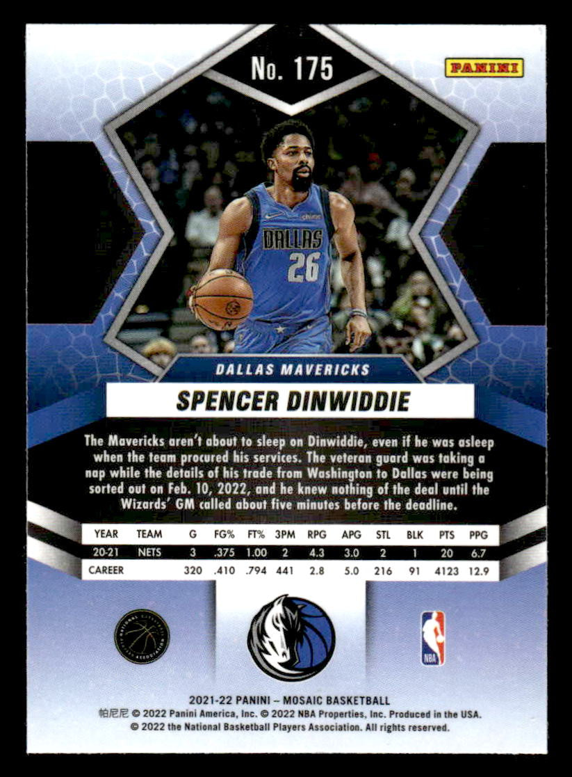 2021-22 Panini Mosaic #175 Spencer Dinwiddie