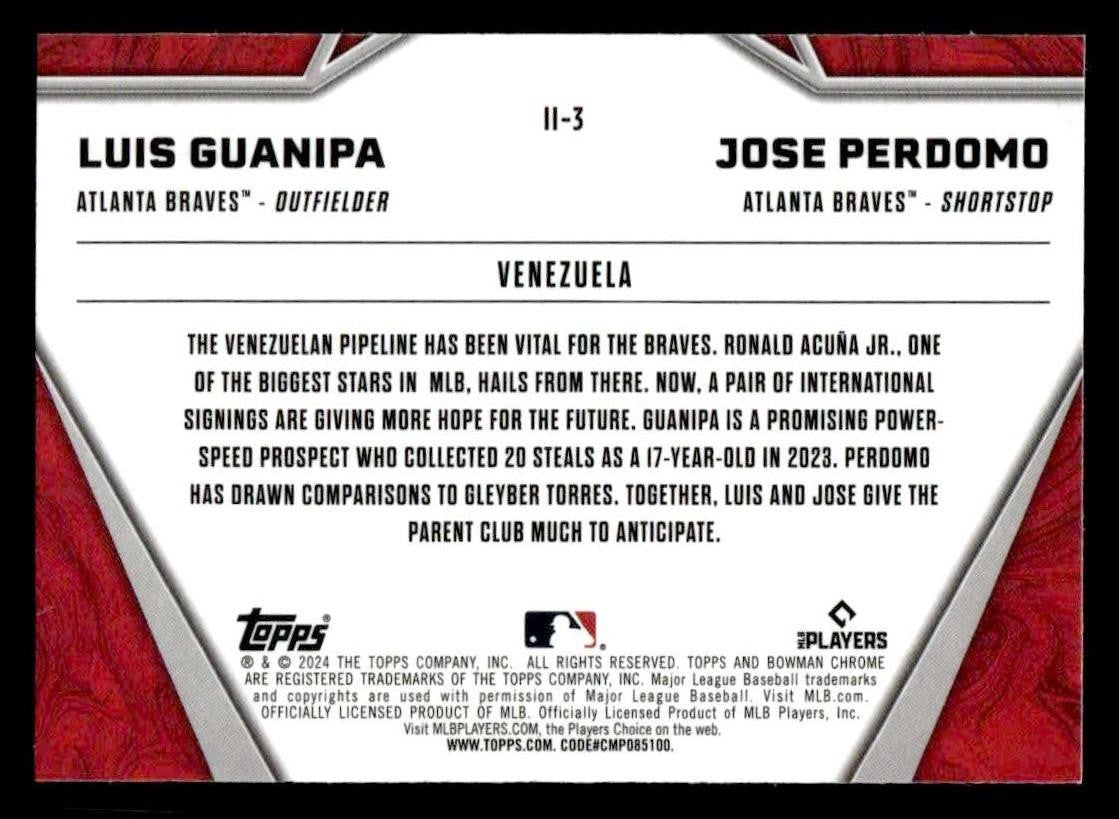 2024 Bowman Chrome #II-3 Jose Perdomo / Luis Guanipa International Impact