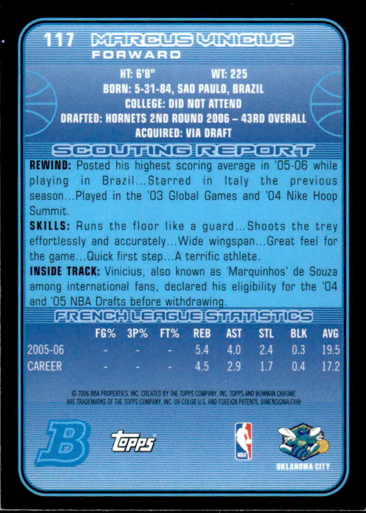 2006-07 Bowman Chrome #117 Marcus Vinicius