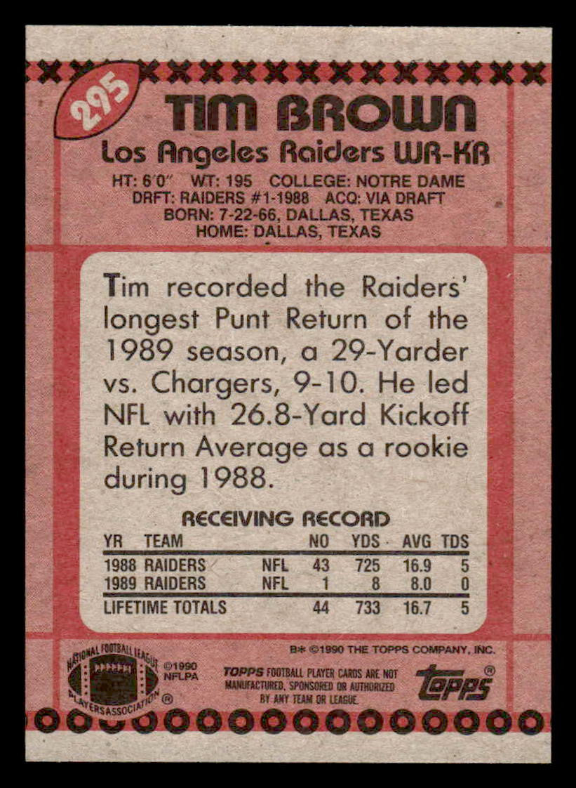 1990 Topps #295 Tim Brown