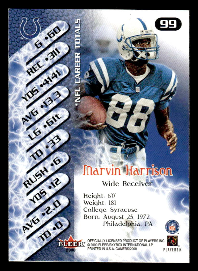 2000 Fleer Gamers #99 Marvin Harrison