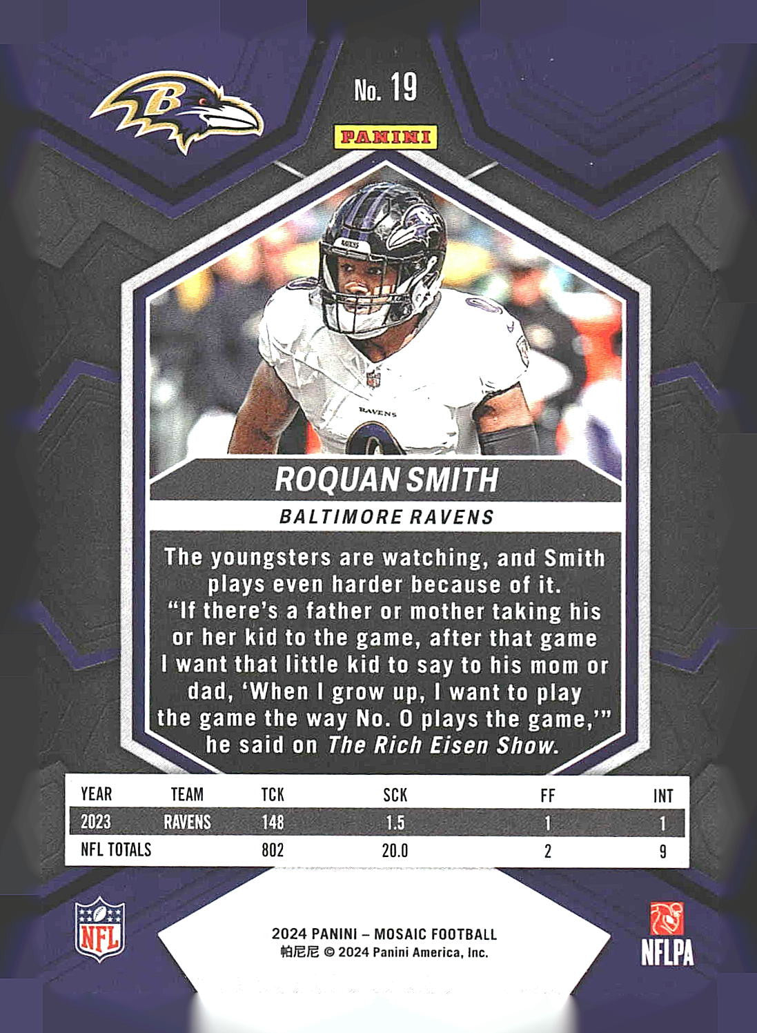 2024 Panini Mosaic #19 Roquan Smith