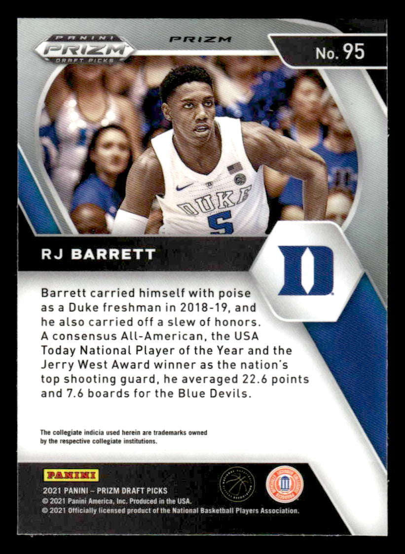 2021 Panini Prizm Draft Picks #95 RJ Barrett Red Ice