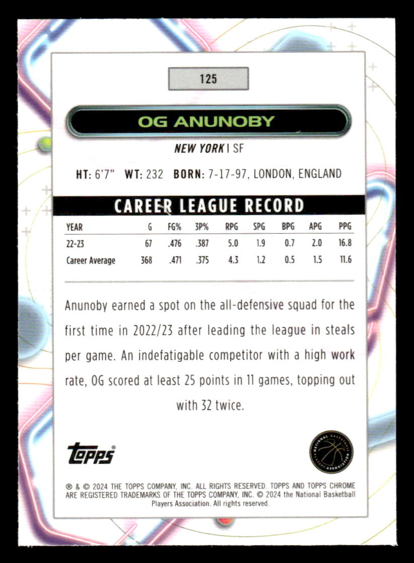 2023-24 Topps Chrome Cosmic #125 OG Anunoby