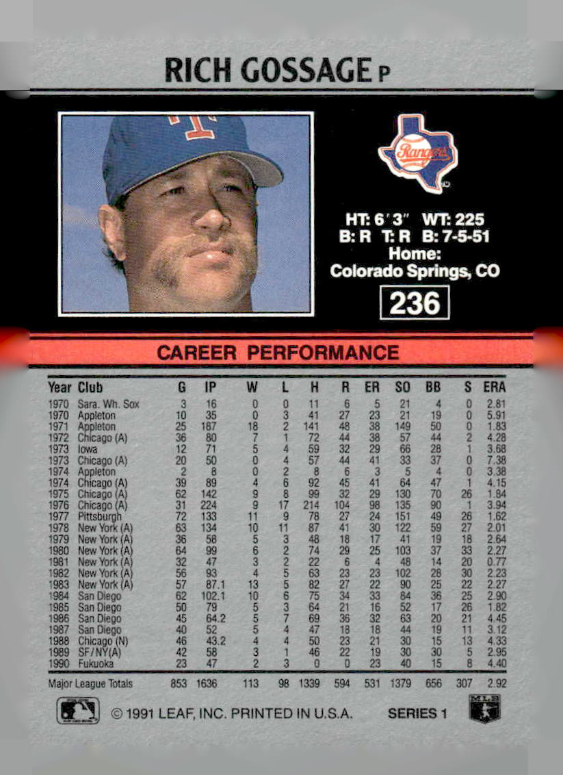 1991 Leaf #236 Rich Gossage