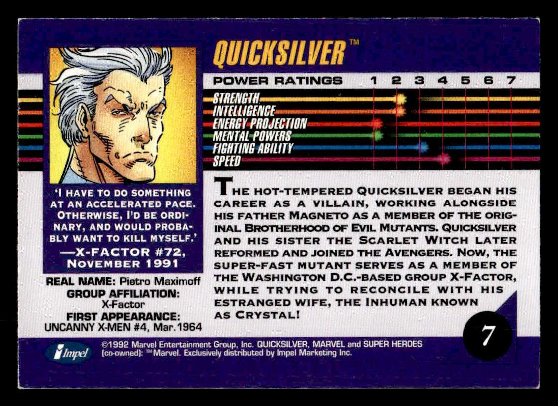 1992 Impel Marvel Universe #7 Quicksilver