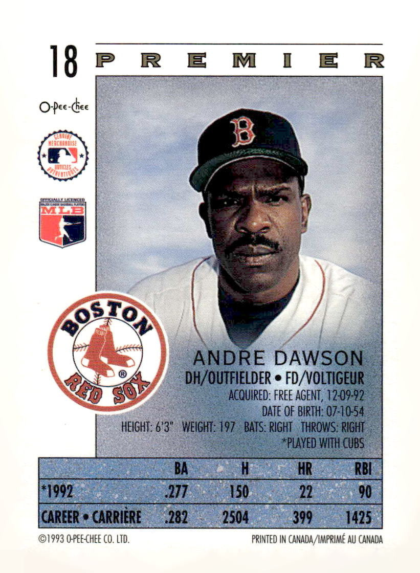 1993 O-Pee-Chee Premier #18 Andre Dawson