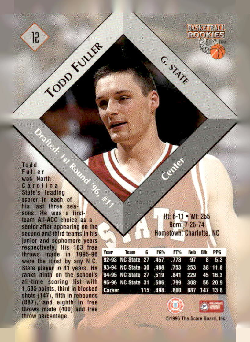 1996 Score Board Rookies #12 Todd Fuller