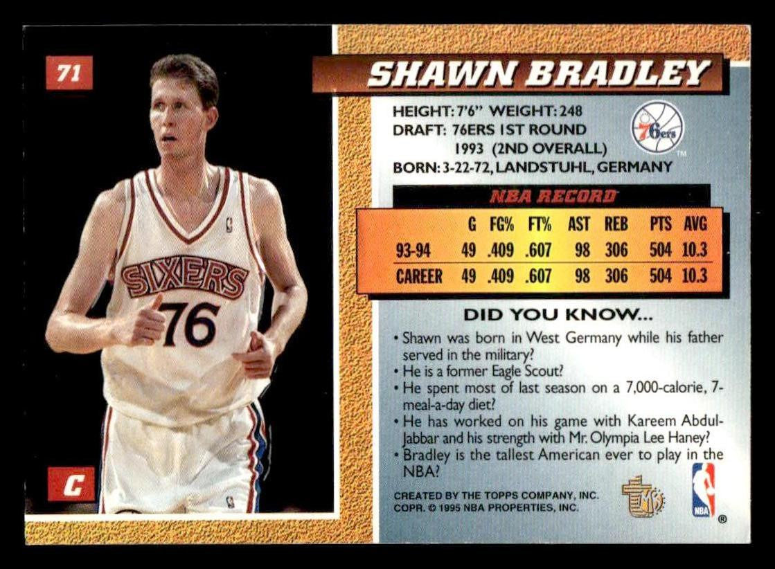 1994-95 Topps Embossed #71 Shawn Bradley