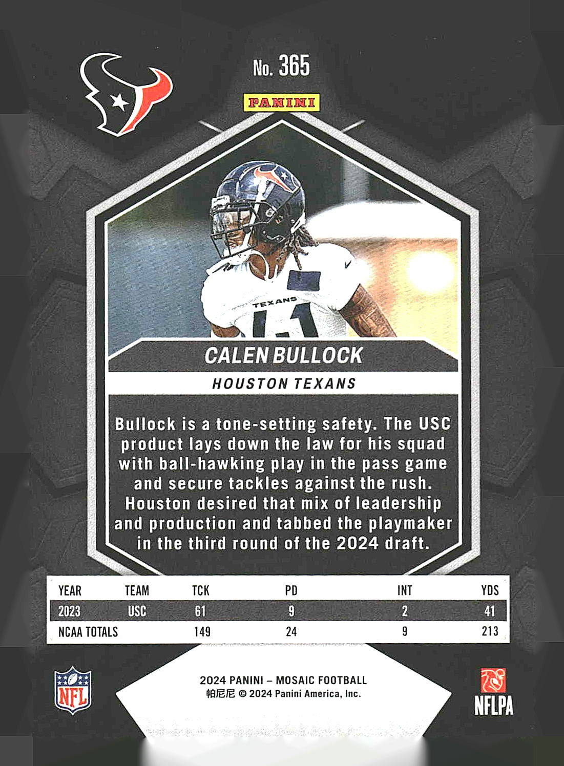 2024 Panini Mosaic #365 Calen Bullock