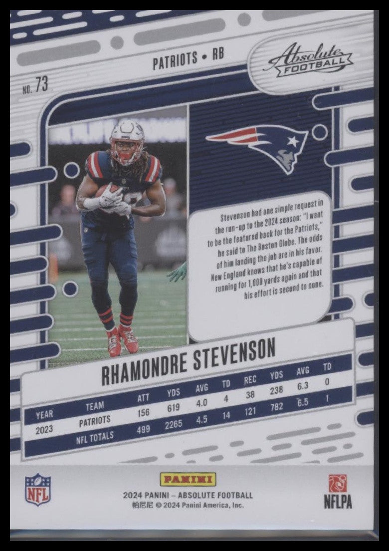 2024 Panini Absolute #73 Rhamondre Stevenson Red Spectrum #/125