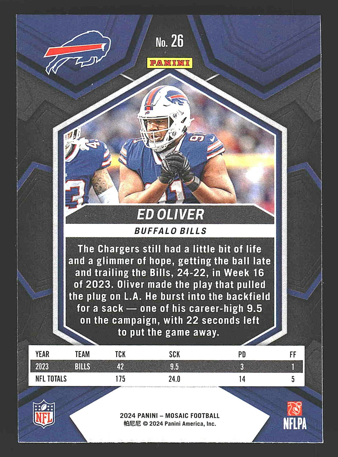 2024 Panini Mosaic #26 Ed Oliver