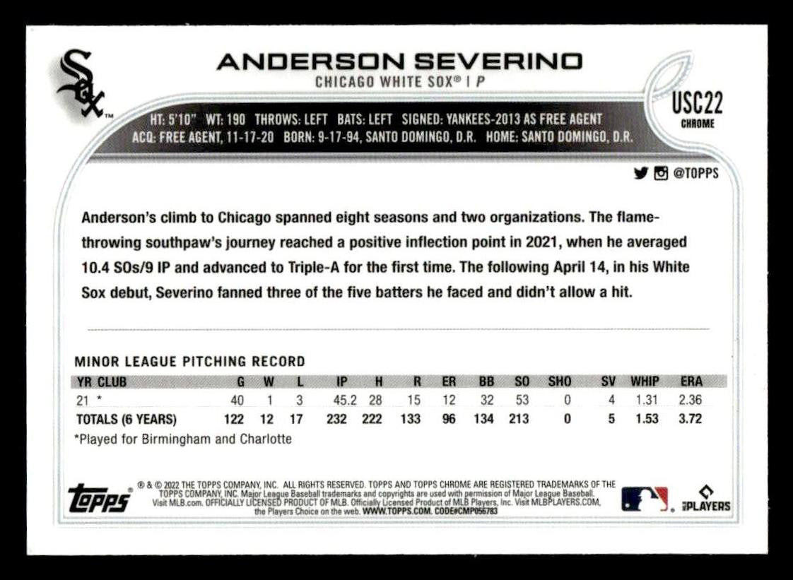 2022 Topps Chrome Update #USC22 Anderson Severino