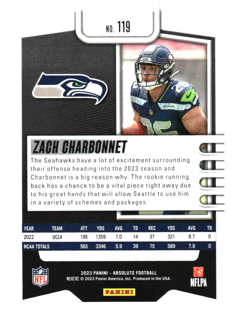 2023 Panini Absolute #119 Zach Charbonnet Retail