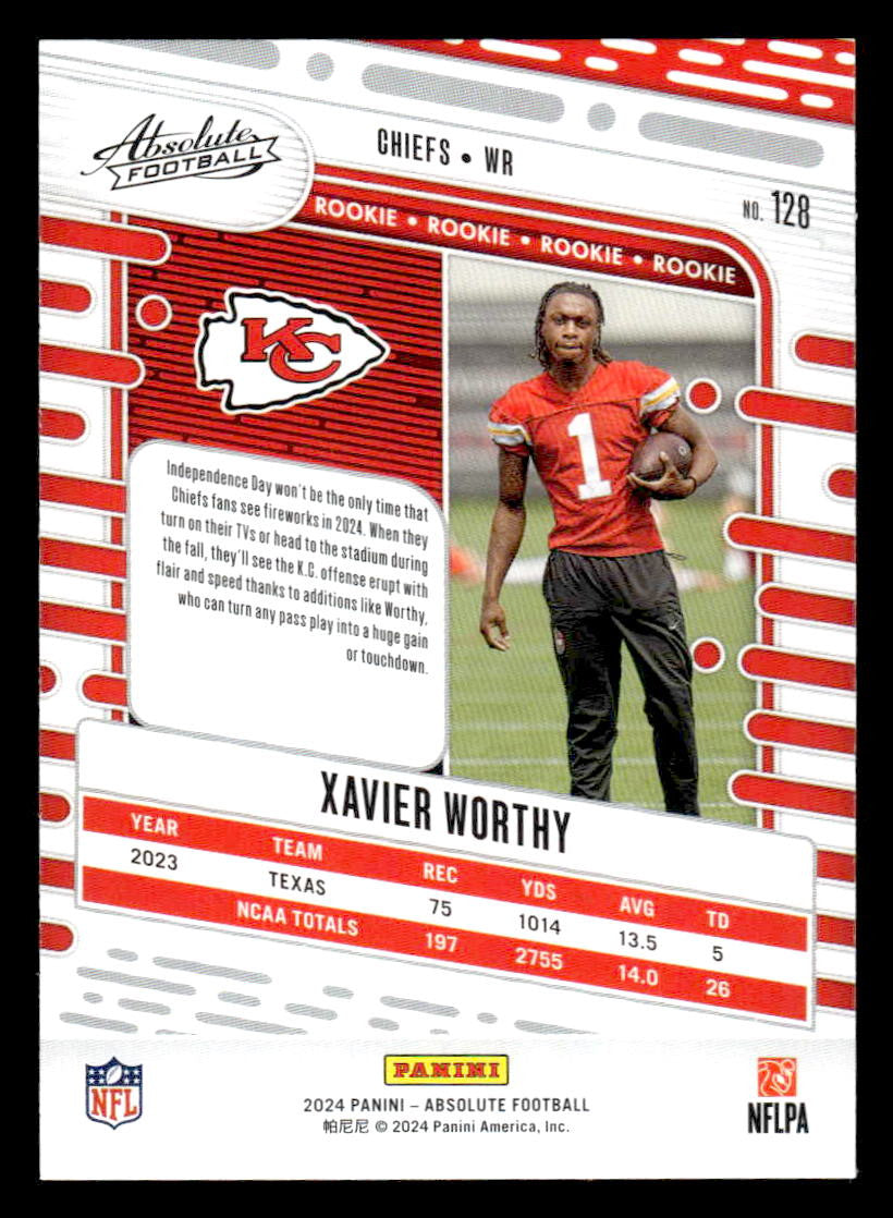2024 Panini Absolute #128 Xavier Worthy Red and Blue