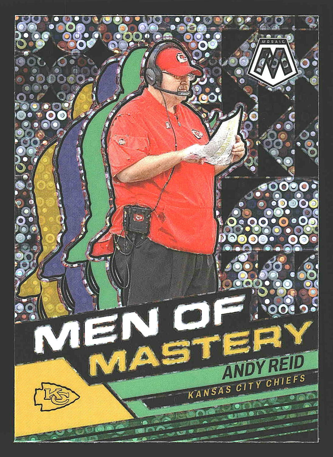 2024 Panini Mosaic #18 Andy Reid Men of Mastery No Huddle Silver