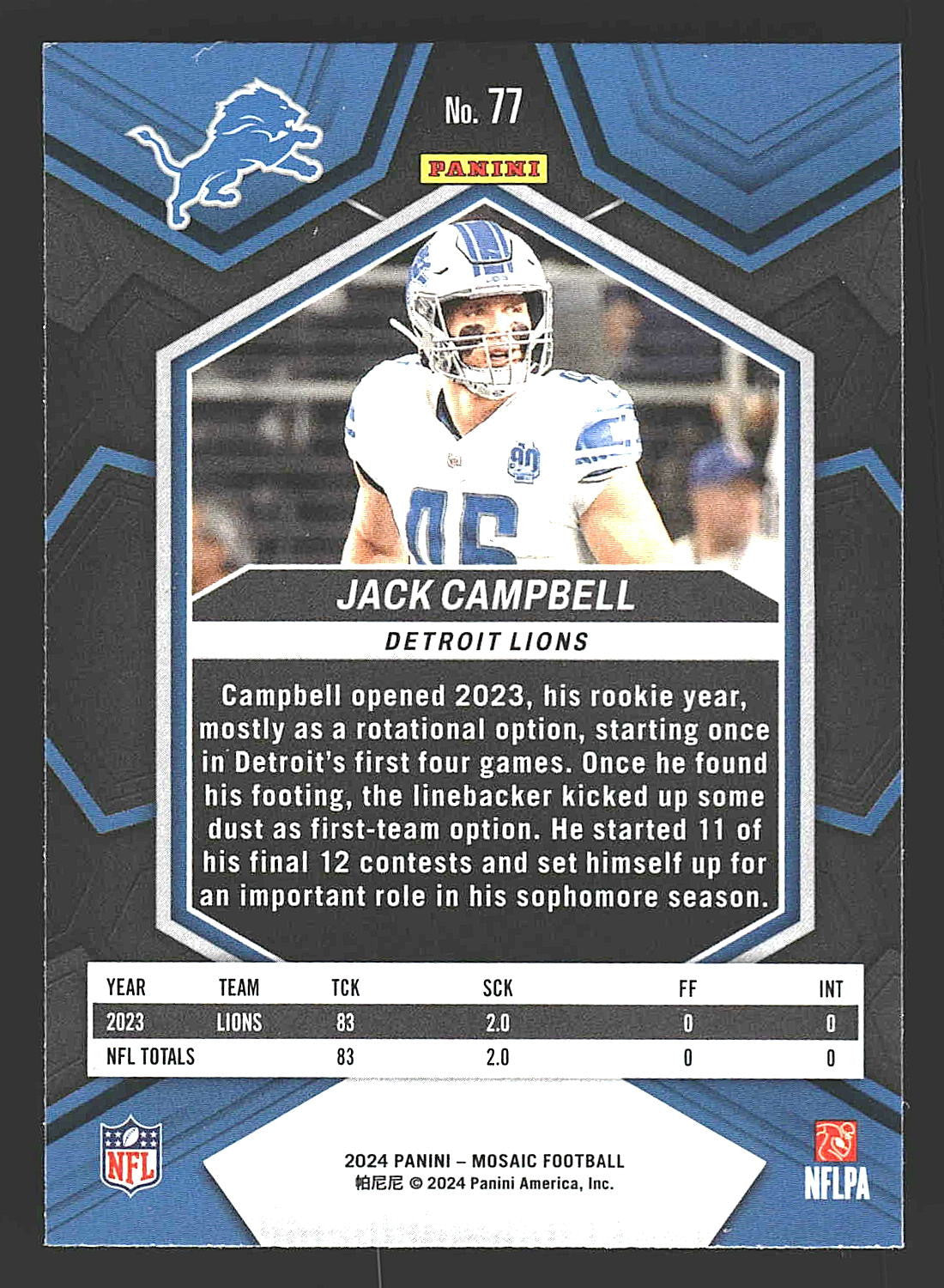 2024 Panini Mosaic #77 Jack Campbell