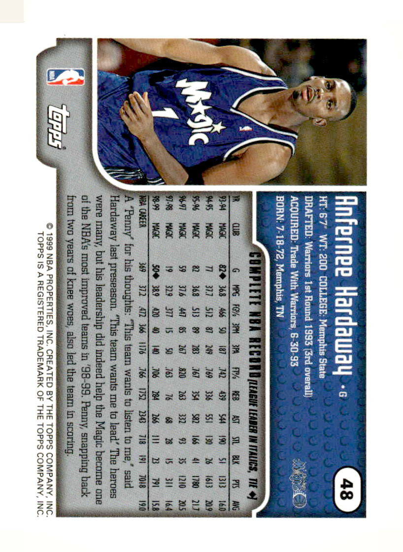 1999-00 Topps Tipoff #48 Anfernee Hardaway