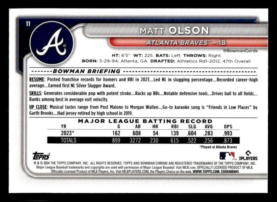 2024 Bowman Chrome #11 Matt Olson