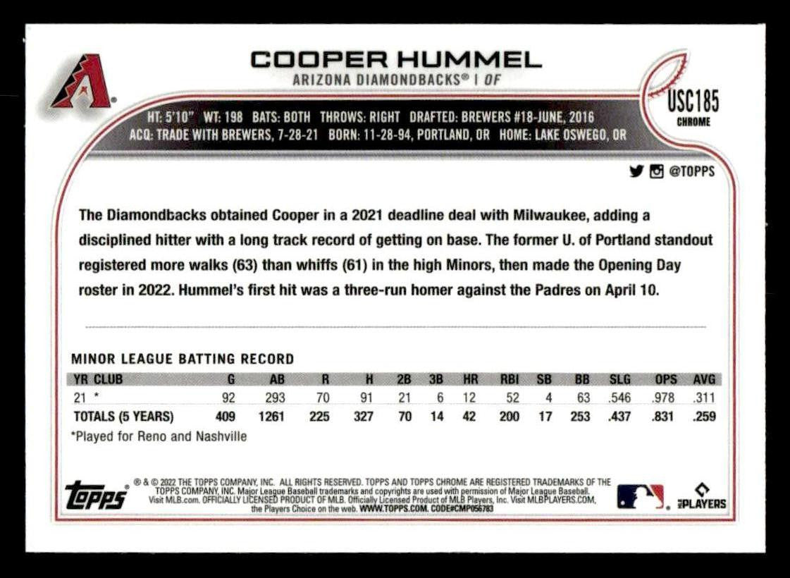 2022 Topps Chrome Update #USC185 Cooper Hummel