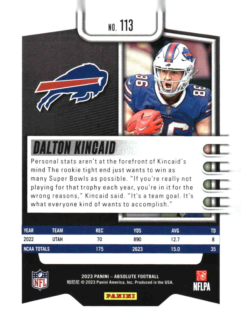 2023 Panini Absolute #113 Dalton Kincaid Retail