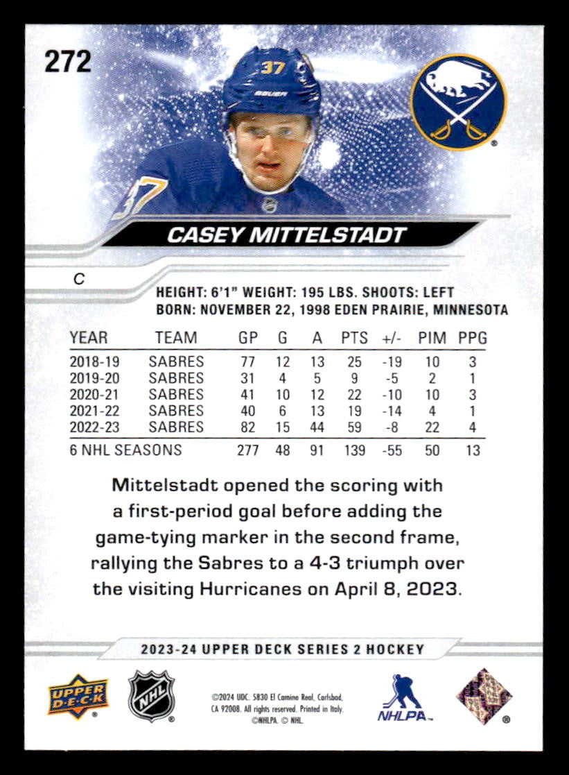 2023-24 Upper Deck #272 Casey Mittelstadt