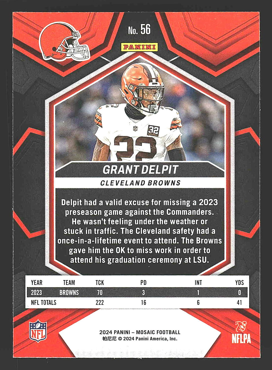 2024 Panini Mosaic #56 Grant Delpit